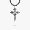 THE CROSS Oxidized Gothic Pendant, Oxidized Silver, Ivory Enamel-Standard View