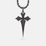 The Cross Oxidized Gothic Pendant, Oxidized Silver, Black Enamel-Standard View