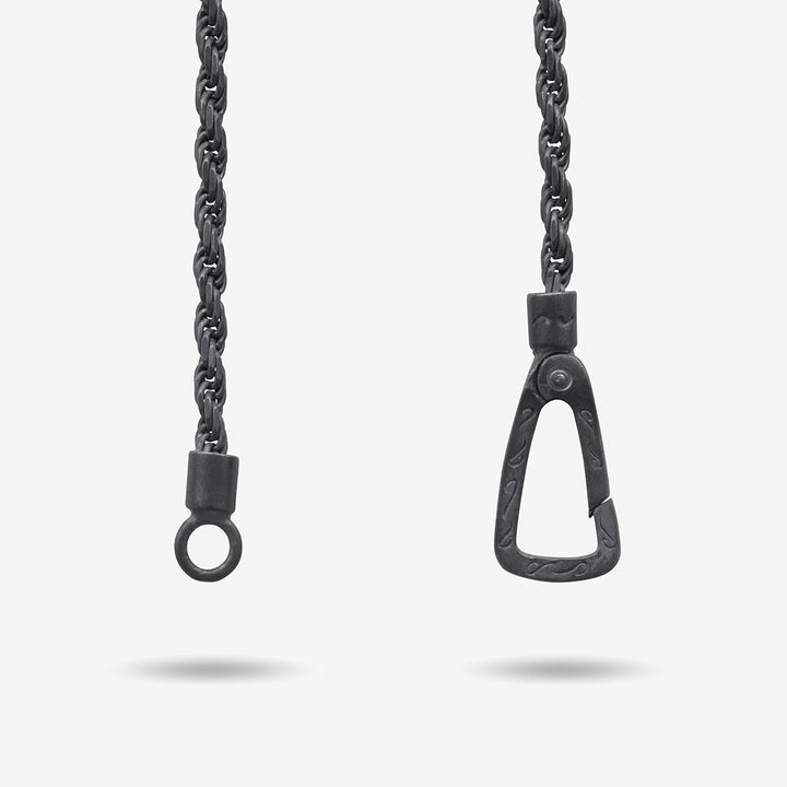 The Cross Oxidized Gothic Pendant, Oxidized Silver, Black Enamel-Close View