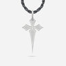 THE CROSS Polished Gothic Pendant, Polished Silver, Ivory Enamel-Standard View