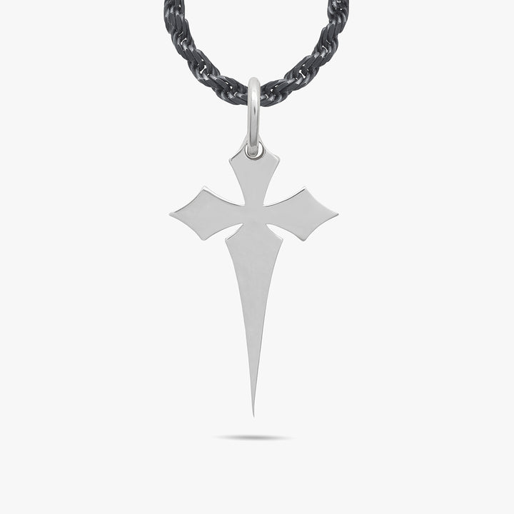 The Cross Oxidized Gothic Pendant, Oxidized Silver, Green Enamel-Standard View 1