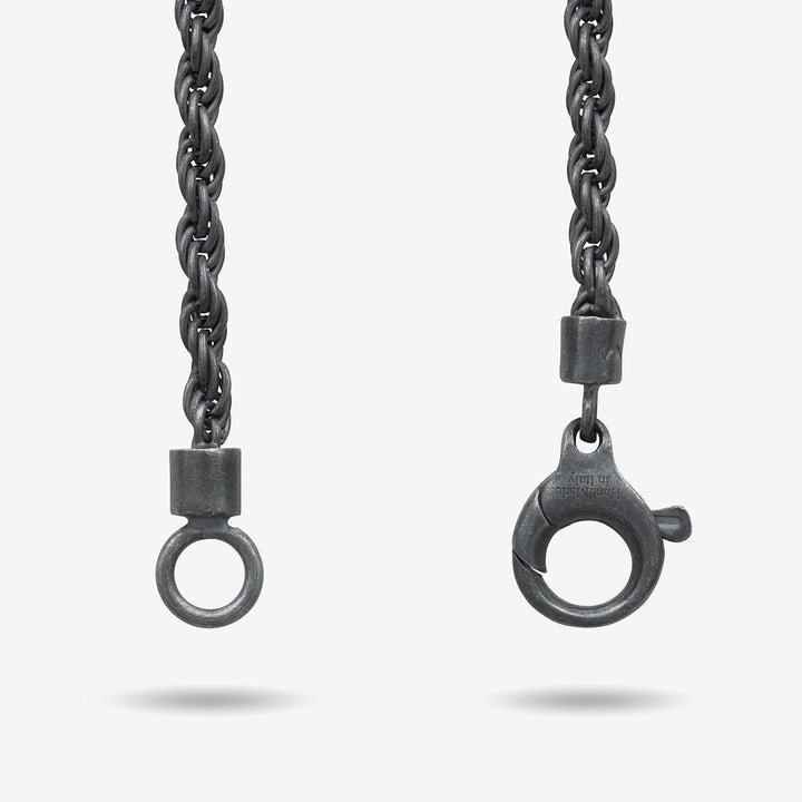 Diamonds N Roses Silver Chain Black Diamonds-Top View