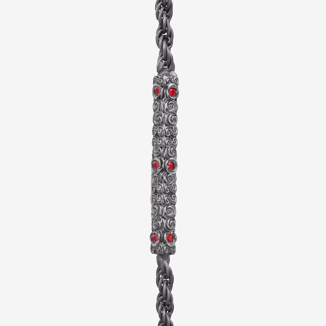 Diamonds N Roses Silver Chain Red Sapphires-Straight View