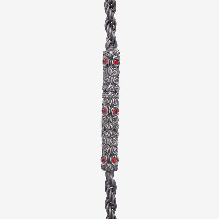 Diamonds N Roses Silver Chain Red Sapphires-Straight View