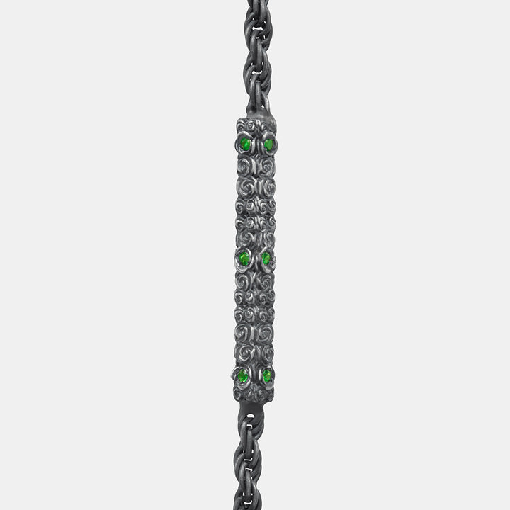 Diamonds N Roses Silver Chain Tsavorite-Straight View