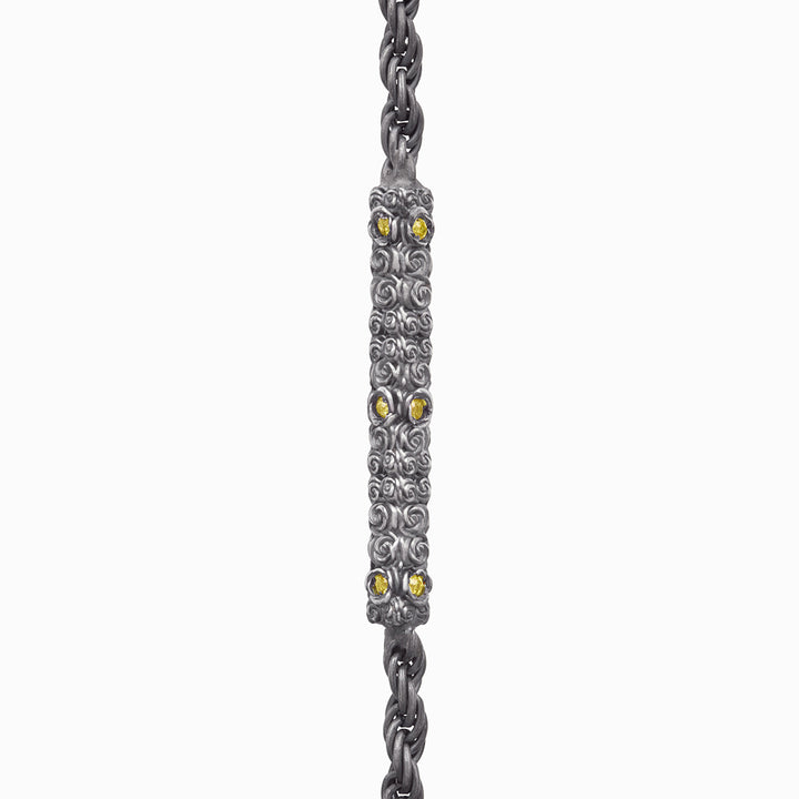 Diamonds N Roses Silver Chain Yellow Sapphires-Straight View