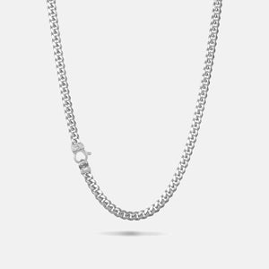 FLAMING TONGUE Cuban Link Necklace, Polished Silver
