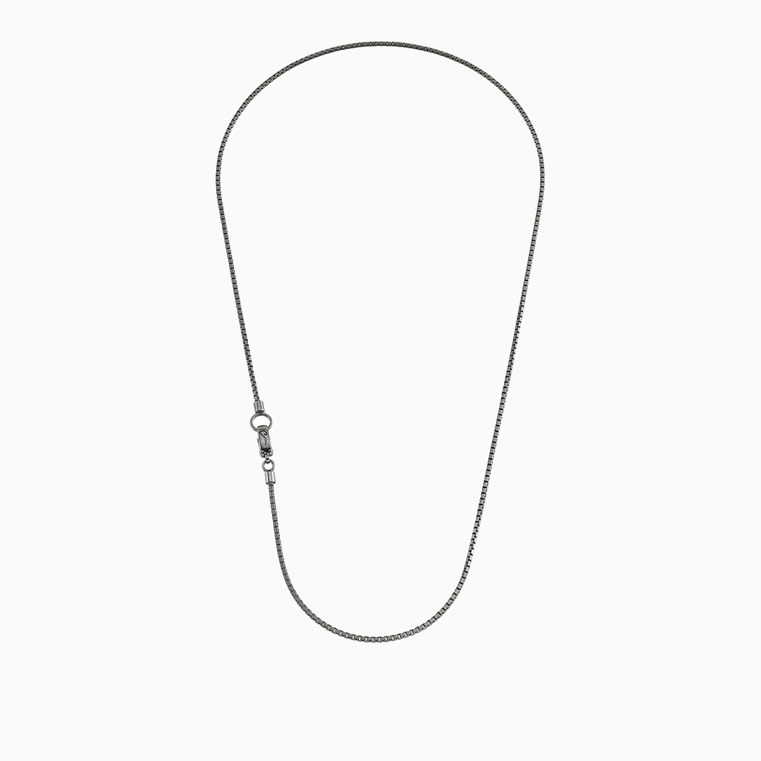 Collana Ulisse in argento brunito sfaccettato con catena opaca e chiusura lucida