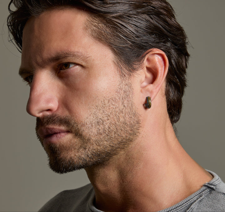 THE CROSS Latin Pendant, Rose Gold Vermeil, Brown Enamel-Model View 2