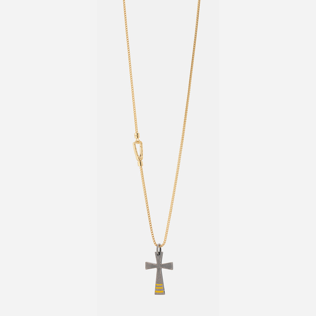 THE CROSS Enamel Pendant, Yelllow gold Vermeil, Yellow Enamel-Standard View