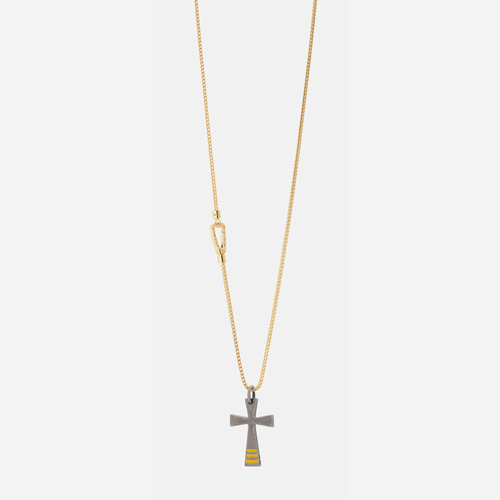 THE CROSS Enamel Pendant, Yelllow gold Vermeil, Yellow Enamel-Standard View