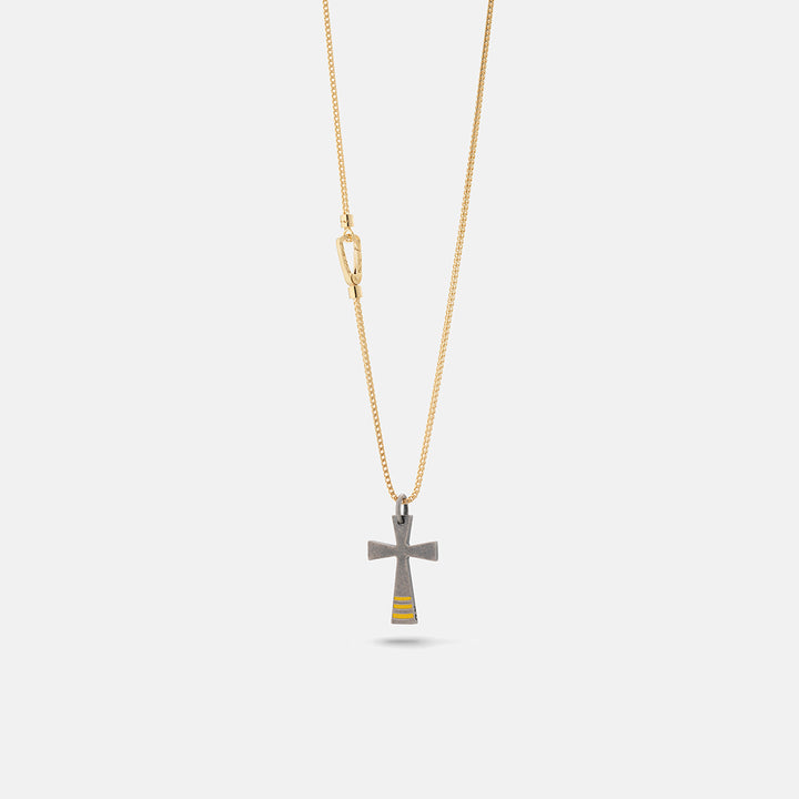 THE CROSS Enamel Pendant, Yelllow gold Vermeil, Yellow Enamel-Standard View 1