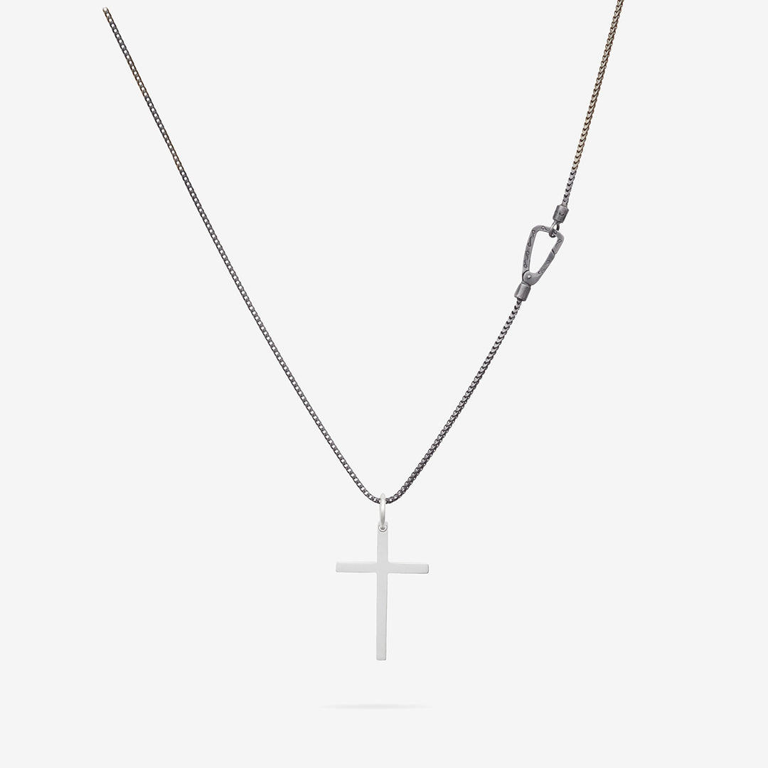 THE CROSS Minimal Latin Pendant, Oxidized Silver-Standard View 1