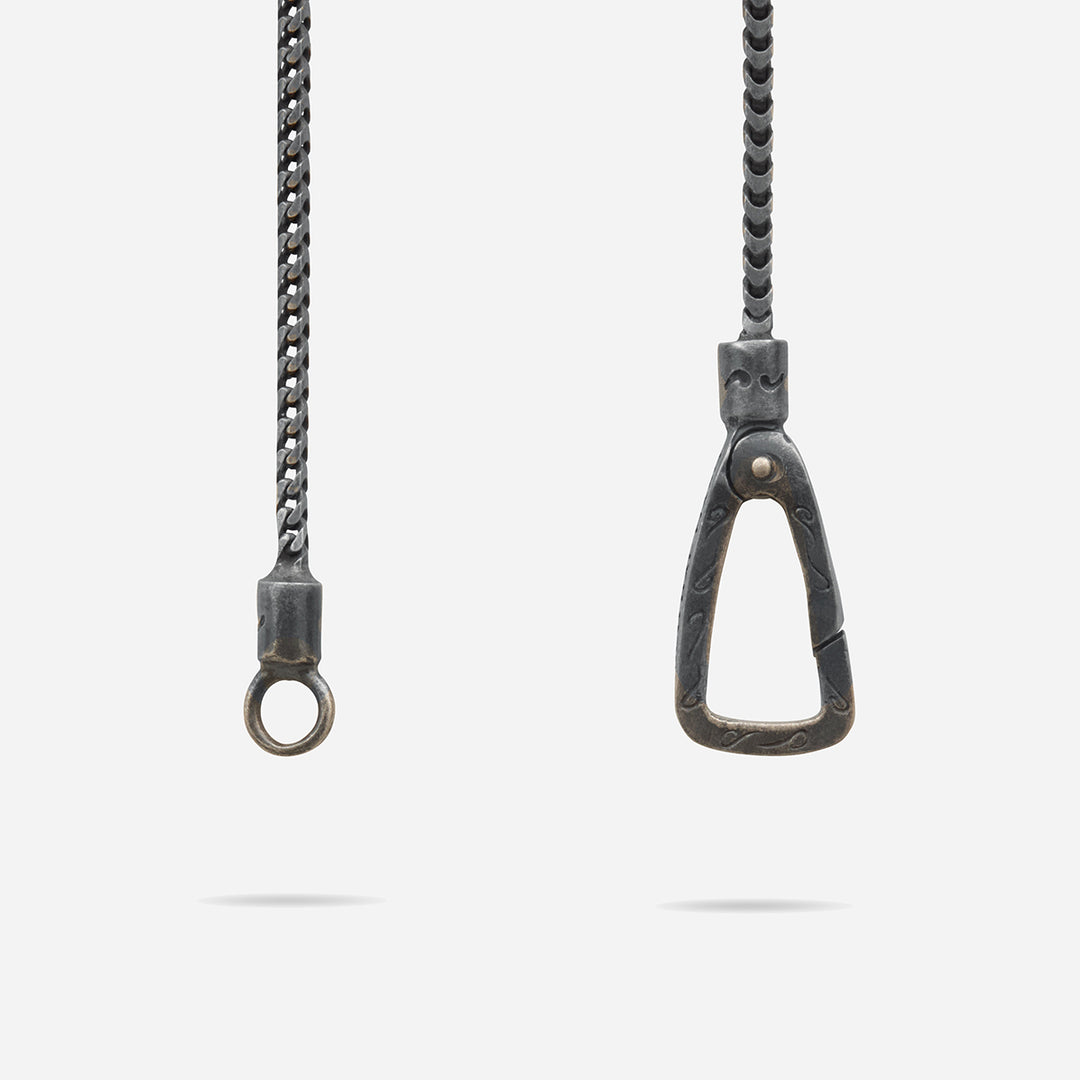 THE CROSS Minimal Latin Pendant, Oxidized Silver-Close View2