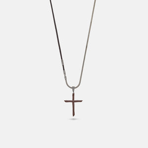 The Cross Enamel Chain Pendant, Brown Enamel, Brown Leather-Standard View