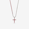 The Cross Enamel Chain Pendant, Red Enamel, Red Leather-Standard View