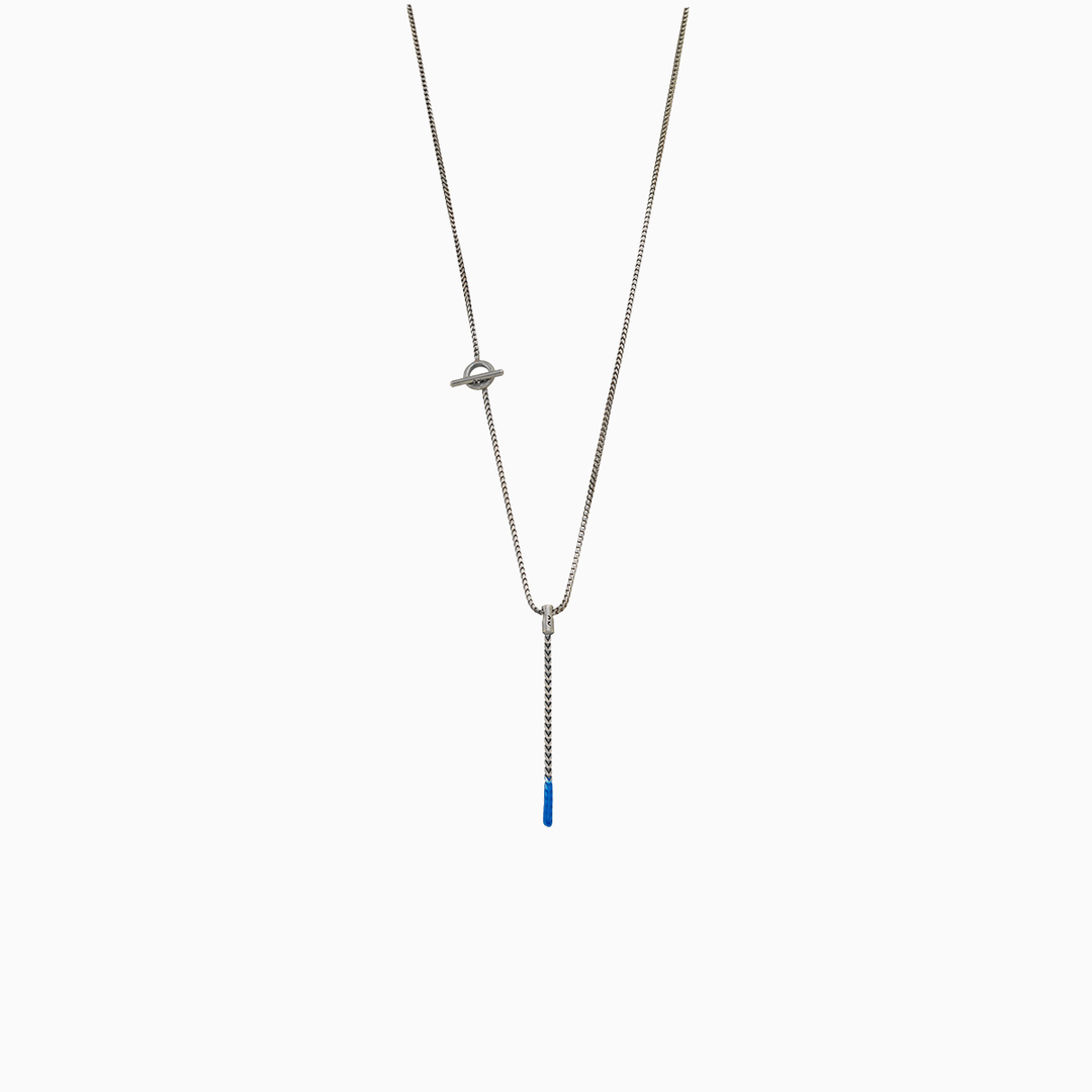 ULYSSES Dipped Oxidized Pendant with Blue Enamel