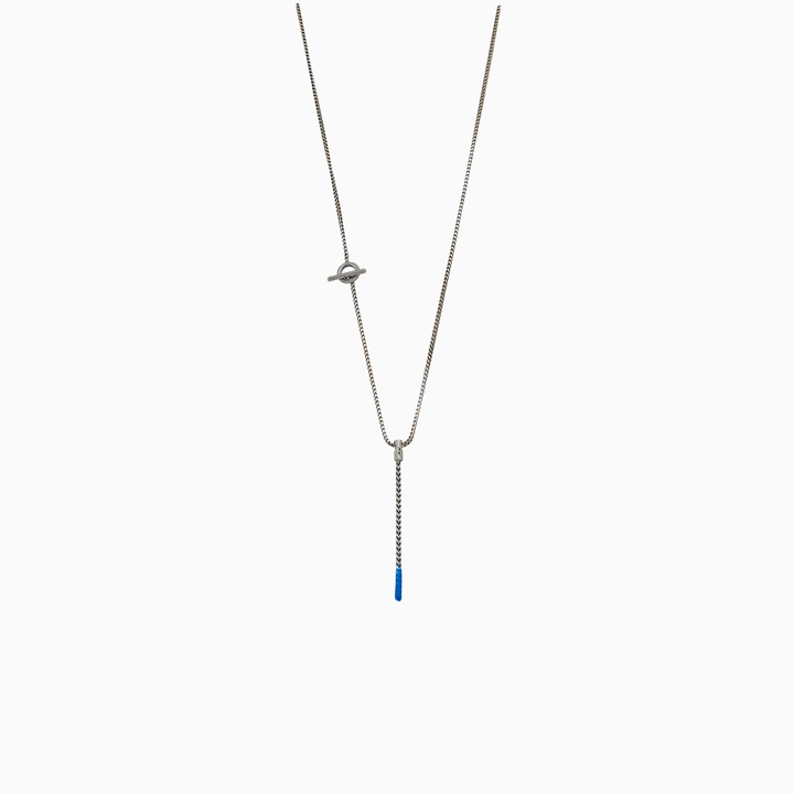 ULYSSES Dipped Oxidized Pendant with Blue Enamel-Standard View