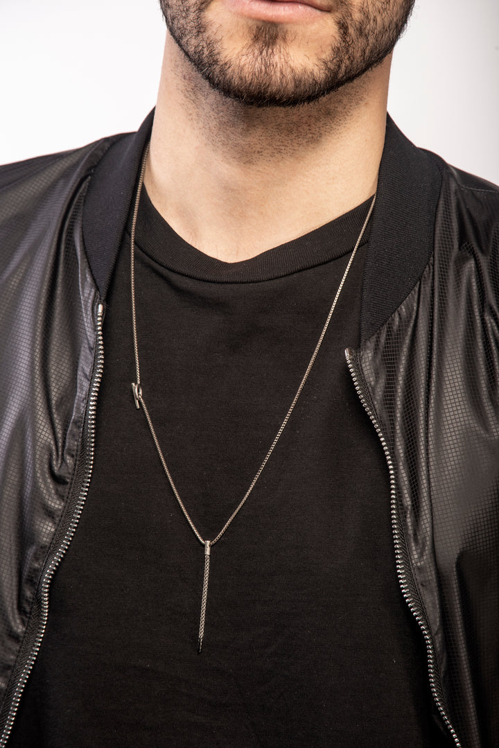 ULYSSES Dipped Oxidized Pendant with Black Enamel-Lifestyle View