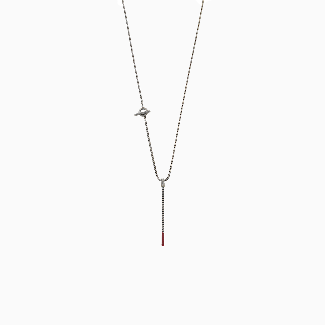 ULYSSES Dipped Oxidized Pendant with Red Enamel