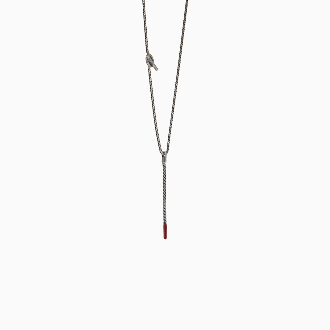 Dipped Oxidized Pendant with Red Enamel-Side View