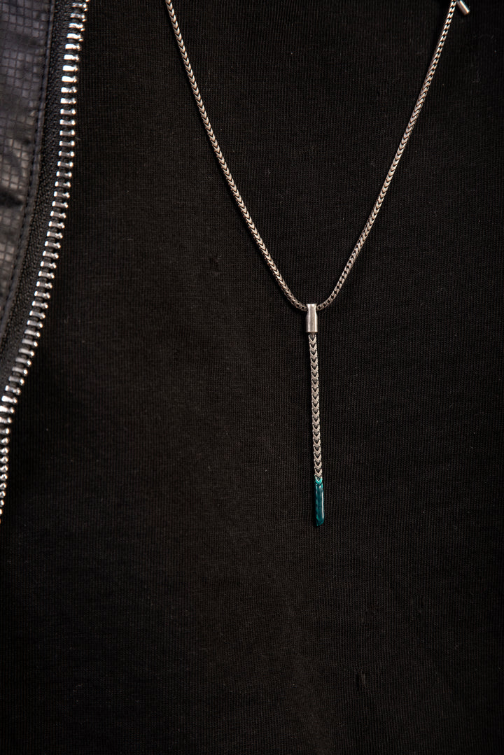 ULYSSES Dipped Oxidized Pendant with Green Enamel-Lifestyle View1