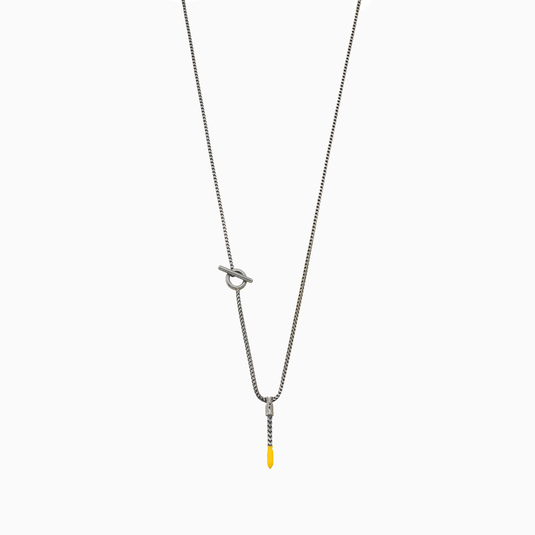 ULYSSES Dipped Oxidized Mini Pendant with Yellow Enamel