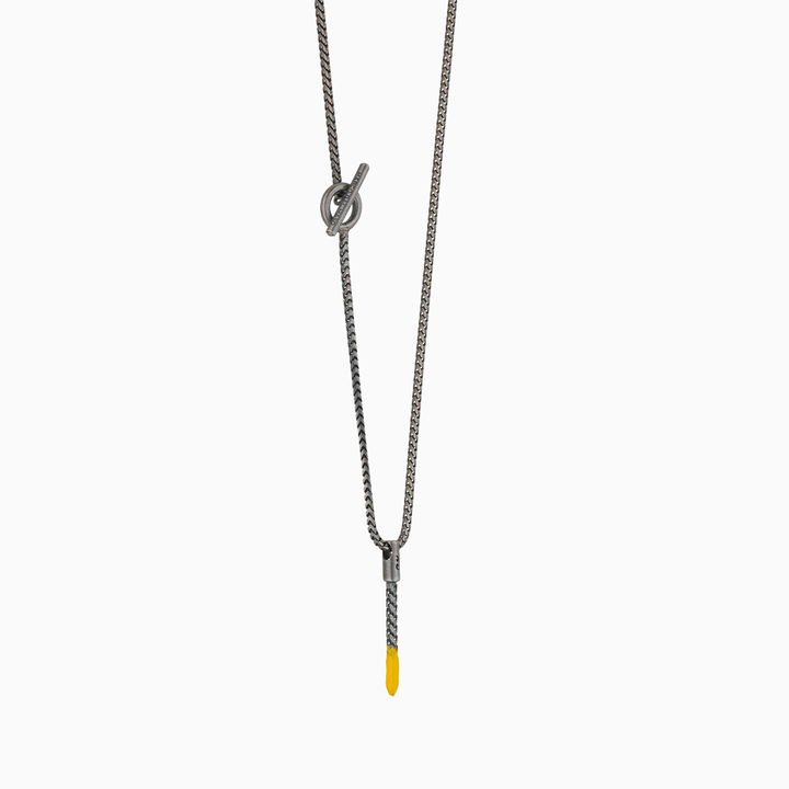 ULYSSES Dipped Oxidized Mini Pendant with Yellow Enamel-Straight View