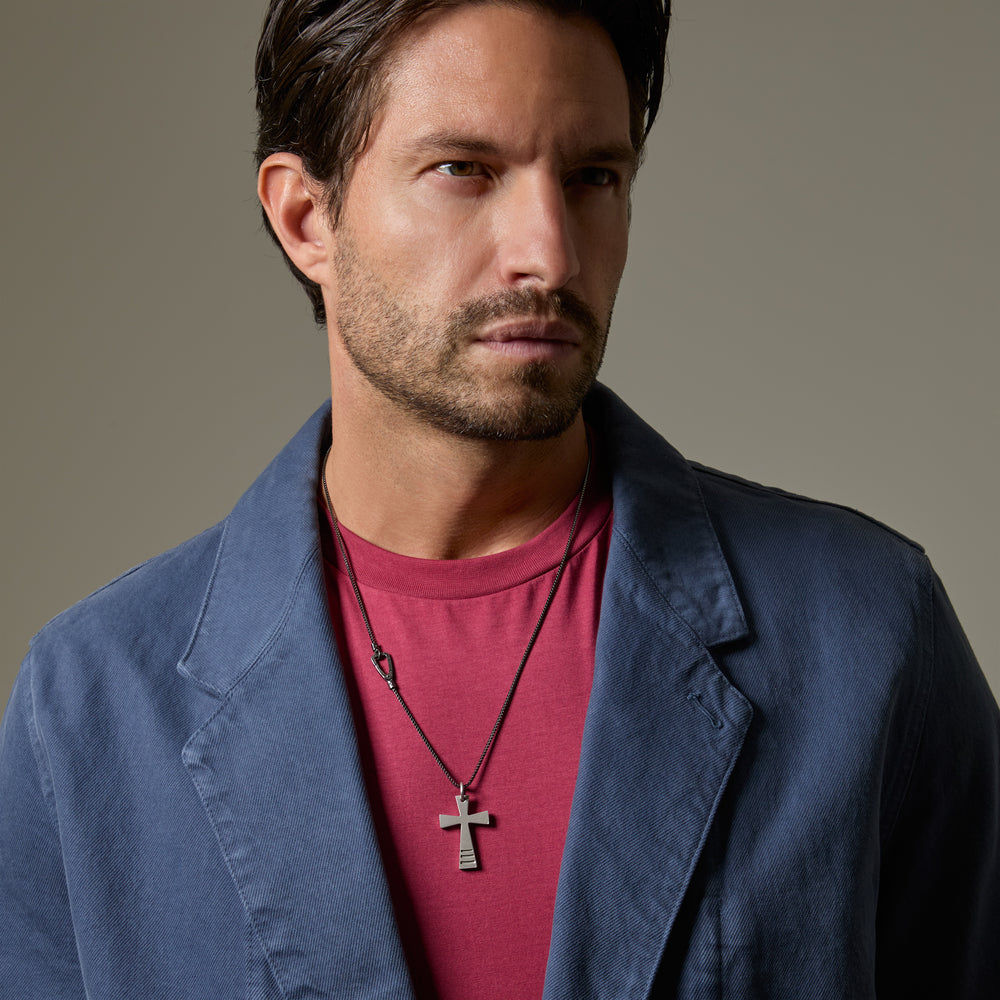 THE CROSS Byzantine Pendant, Matte Silver-Model View