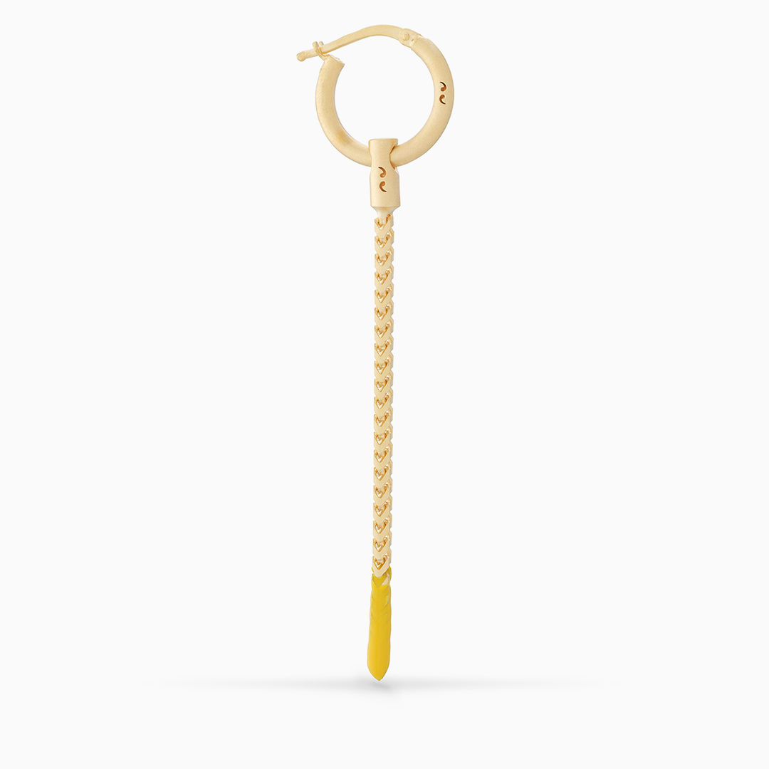 ULYSSES Long Drop 18K Yellow Gold Vermeil Earring with Yellow Enamel-Straight View