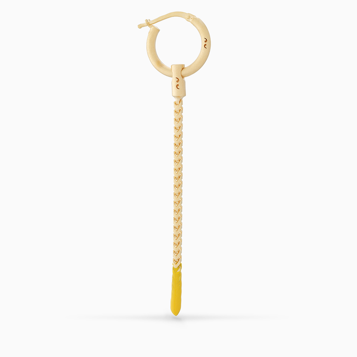 ULYSSES Long Drop 18K Yellow Gold Vermeil Earring with Yellow Enamel-Straight View