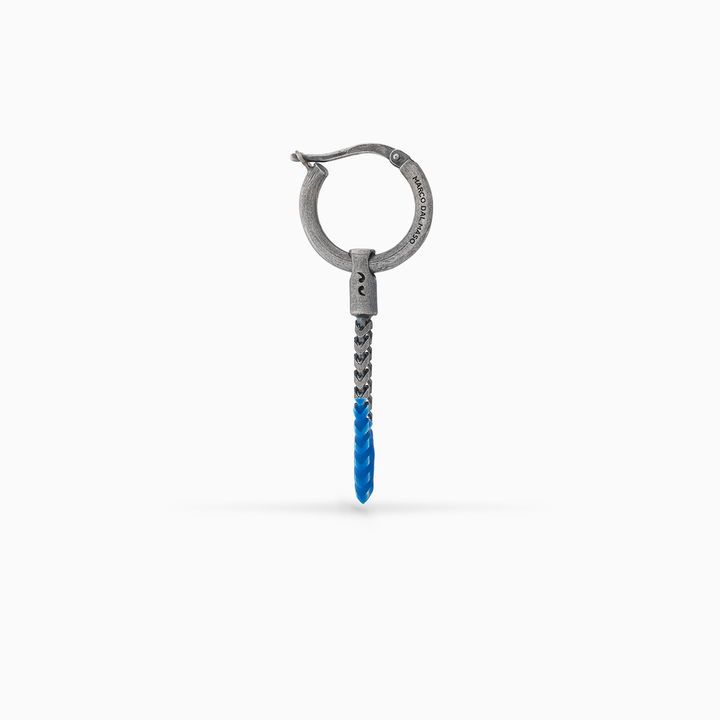 ULYSSES Drop Dipped Earring with Blue Enamel-Straight View