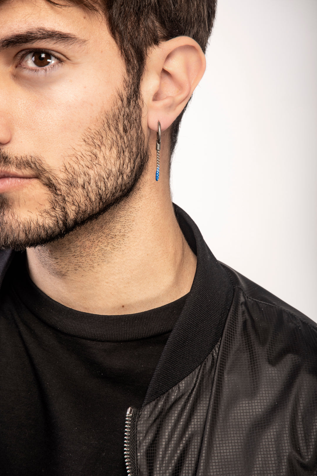 ULYSSES Drop Dipped Earring with Blue Enamel-Lifestyle View1