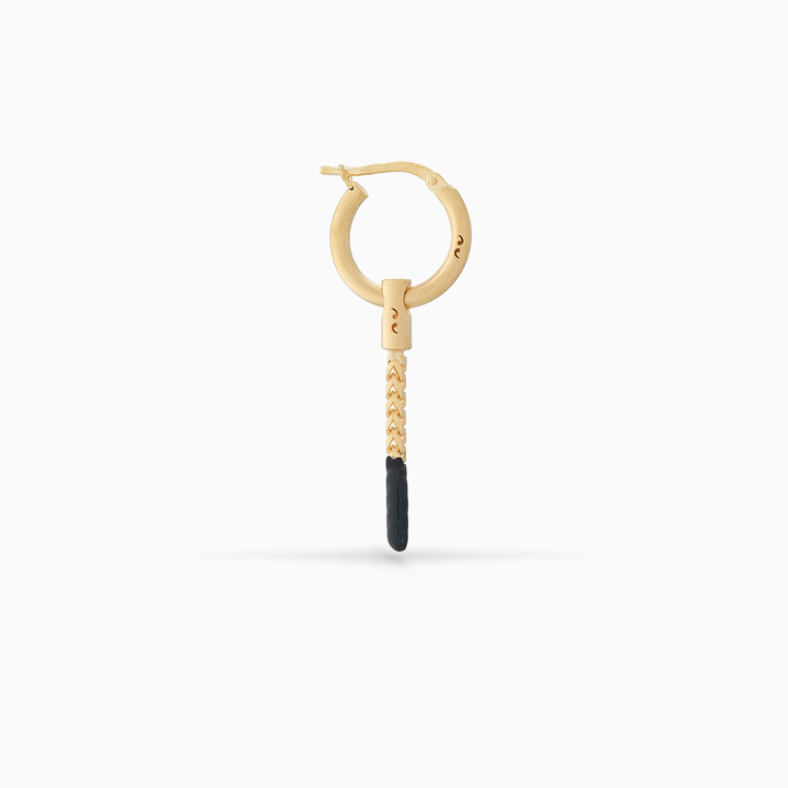 ULYSSES Drop Dipped 18K Yellow Gold Vermeil Earring with Black Enamel-Straight View