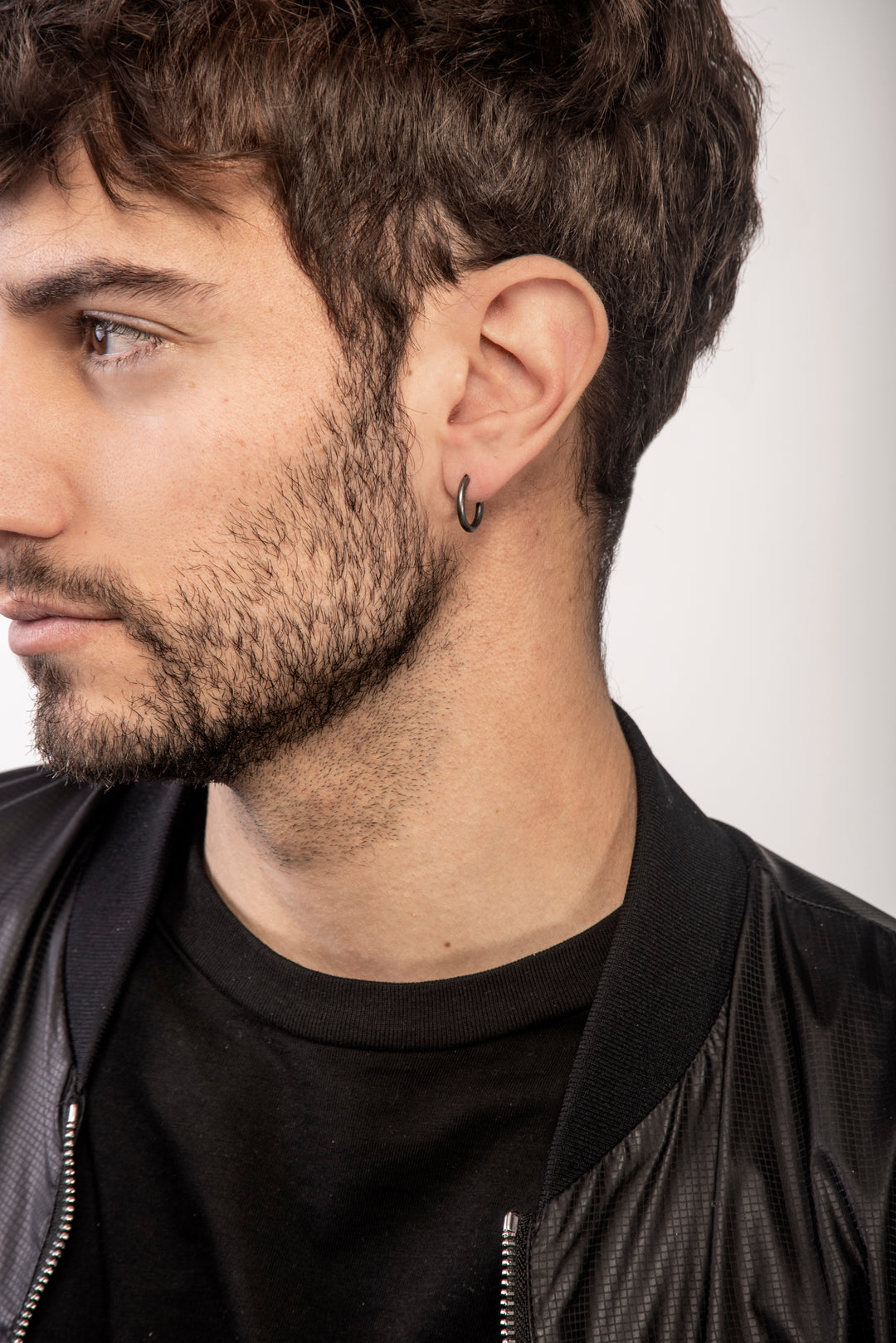 ULYSSES Slick Oxidized Hoop Earring-Lifestyle View