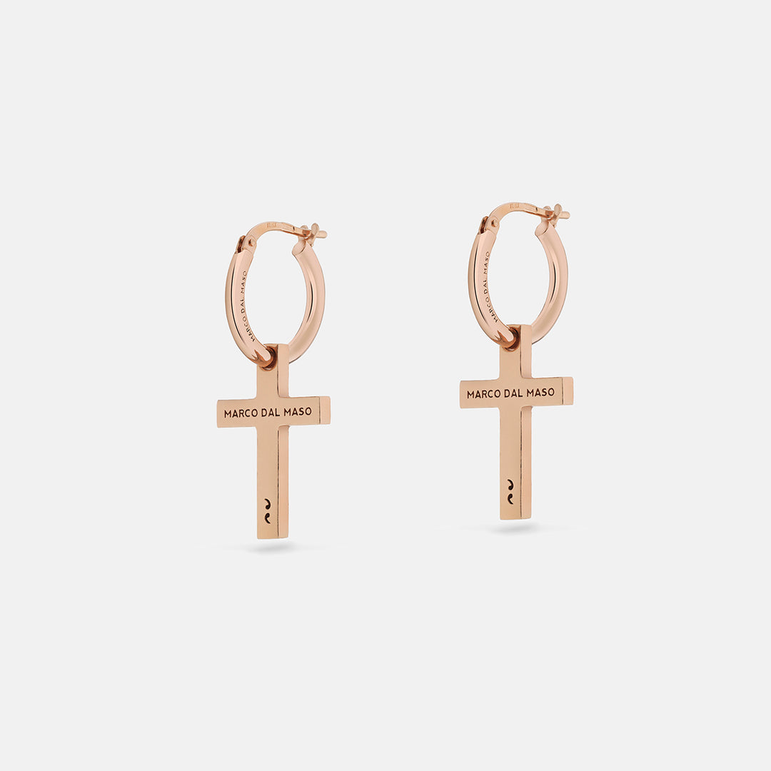 Cross Hoop Polished 18K Rose Gold Vermeil Earring