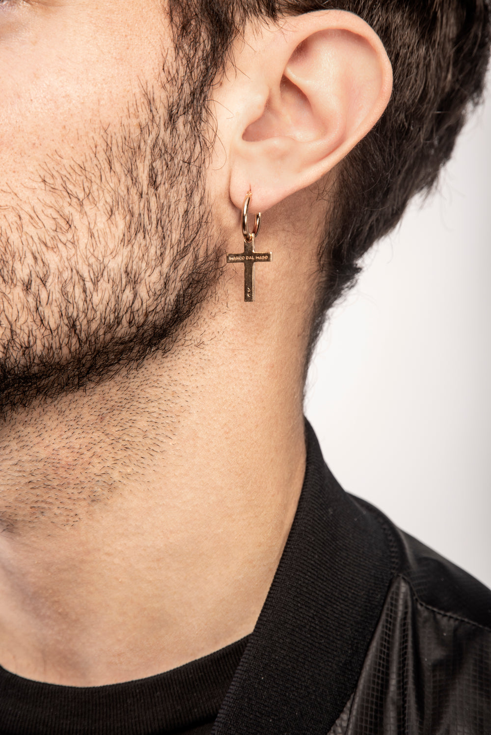 THE CROSS Pendant Earring, Polished Rose Gold Vermeil-Model View