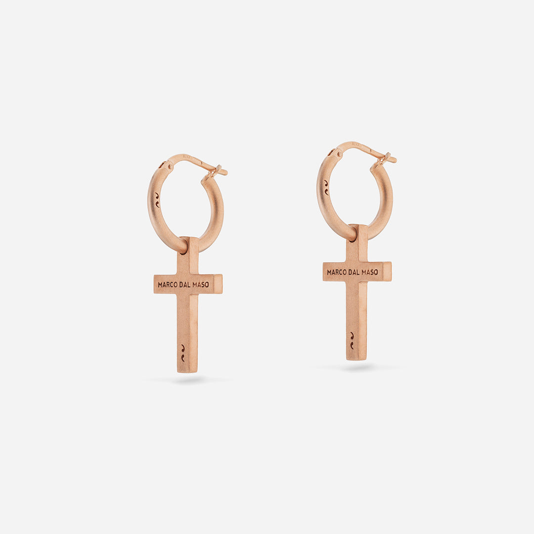 Cross Hoop Matte 18K Rose Gold Vermeil Earring