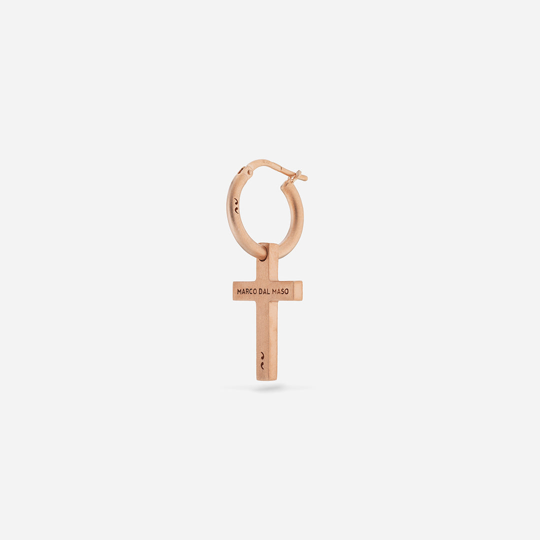 THE CROSS Pendant Earring, Matte Rose Gold Vermeil-Standard View