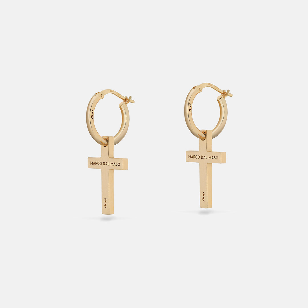 Cross Hoop Polished 18K Yellow Gold Vermeil Earring