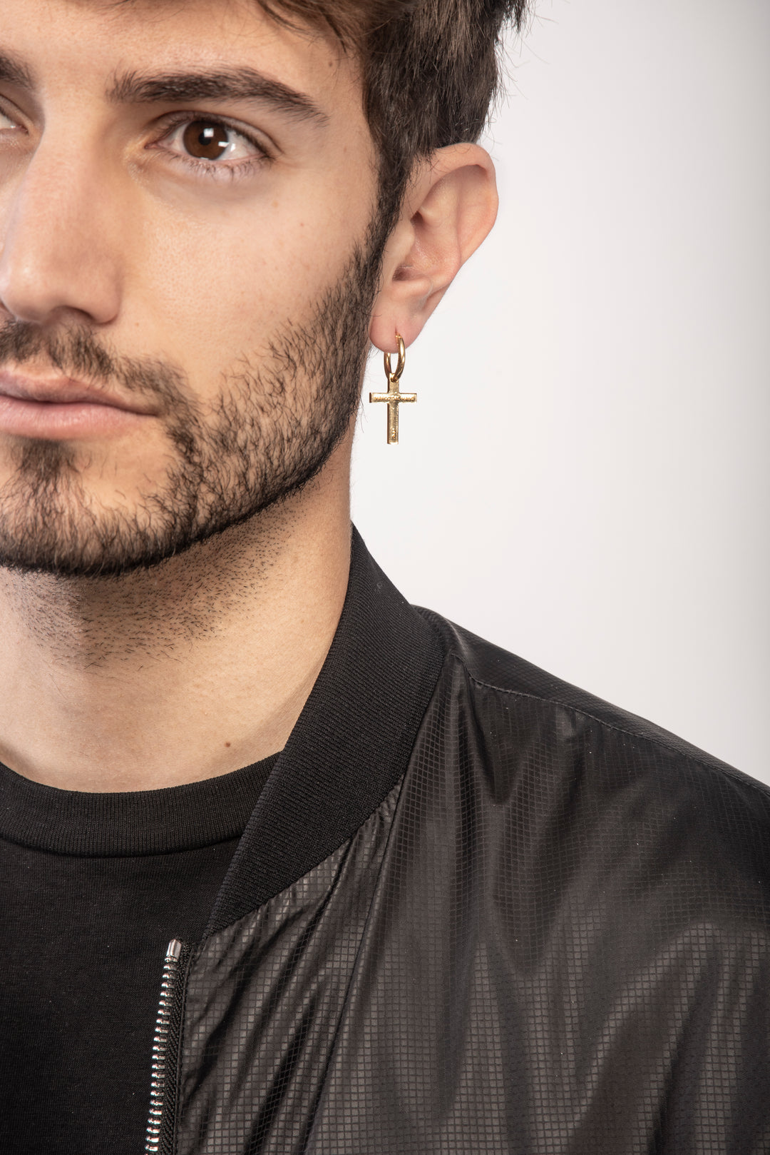 THE CROSS Pendant Earring, Polished Yellow Gold Vermeil-Model View