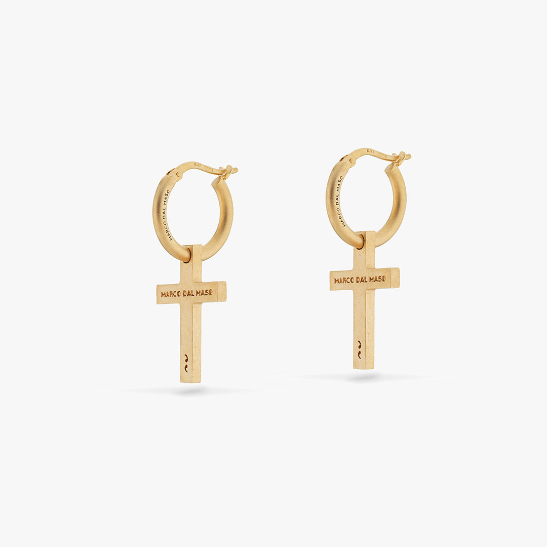 Cross Hoop Matte 18K Yellow Gold Vermeil Earring