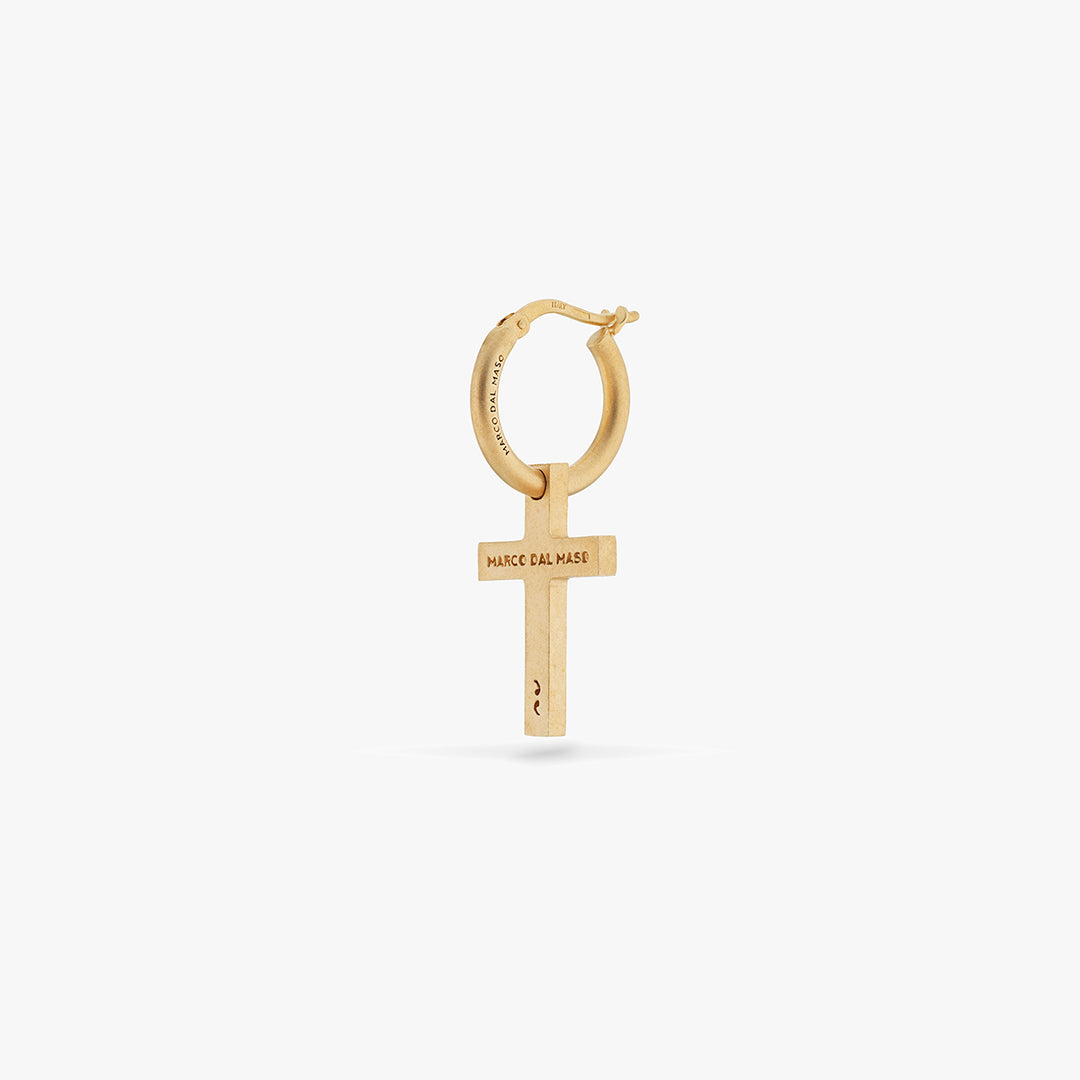 THE CROSS Pendant Earring, Matte Yellow Gold Vermeil-Standard View