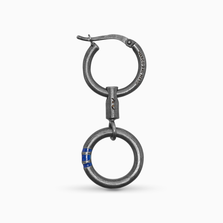 ULYSSES MANETTE DROP MONO EARRING WITH BLUE ENAMEL-Straight View