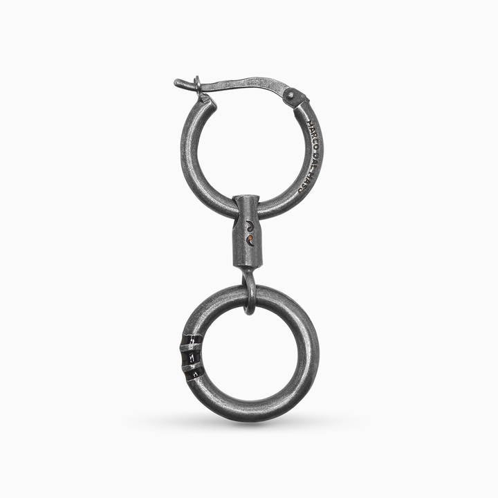 ULYSSES MANETTE DROP MONO EARRING WITH BLACK ENAMEL-Straight View