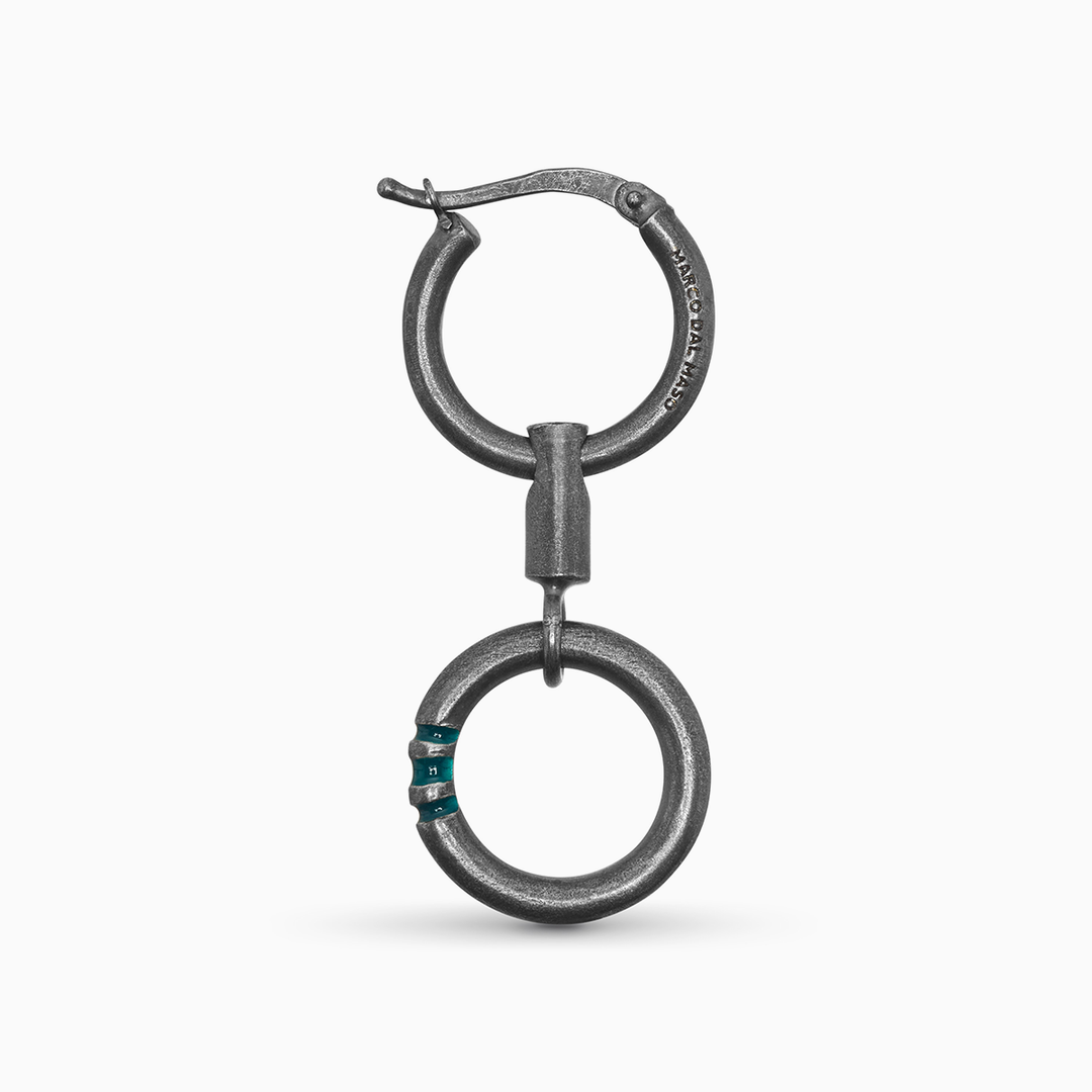 ULYSSES Manette Drop Earring with green enamel in oxidized silver-Straight View