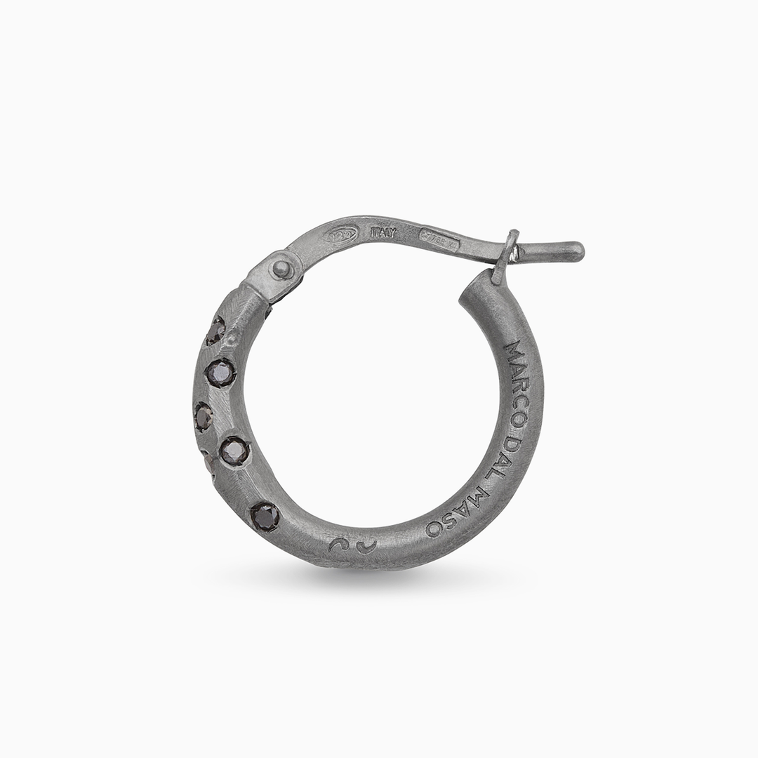 ULYSSES Slick Black Matte Hoop Earring with Black Diamonds