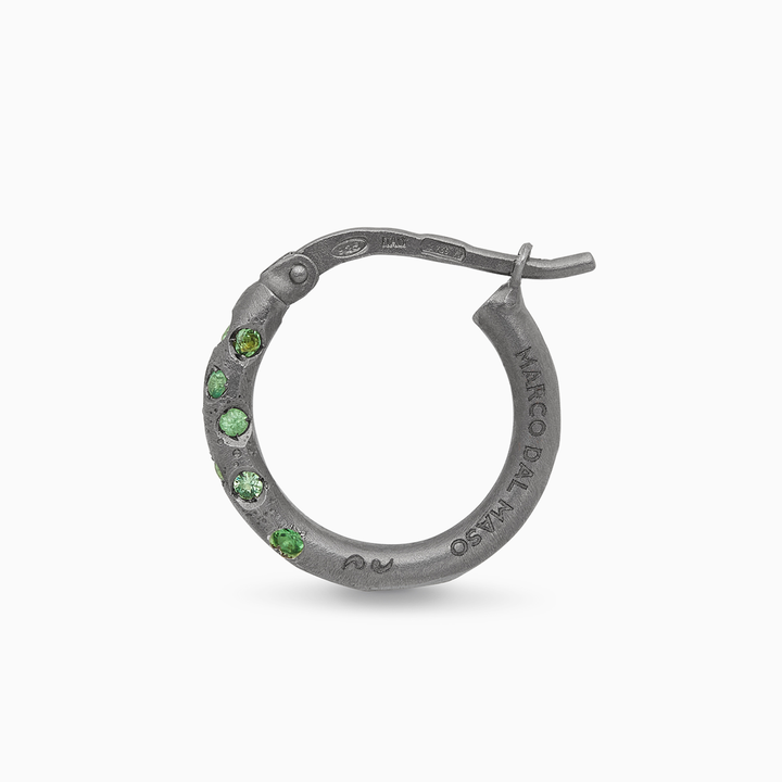 ULYSSES Slick Black Matte Hoop Earring with Tsavorite-Straight View