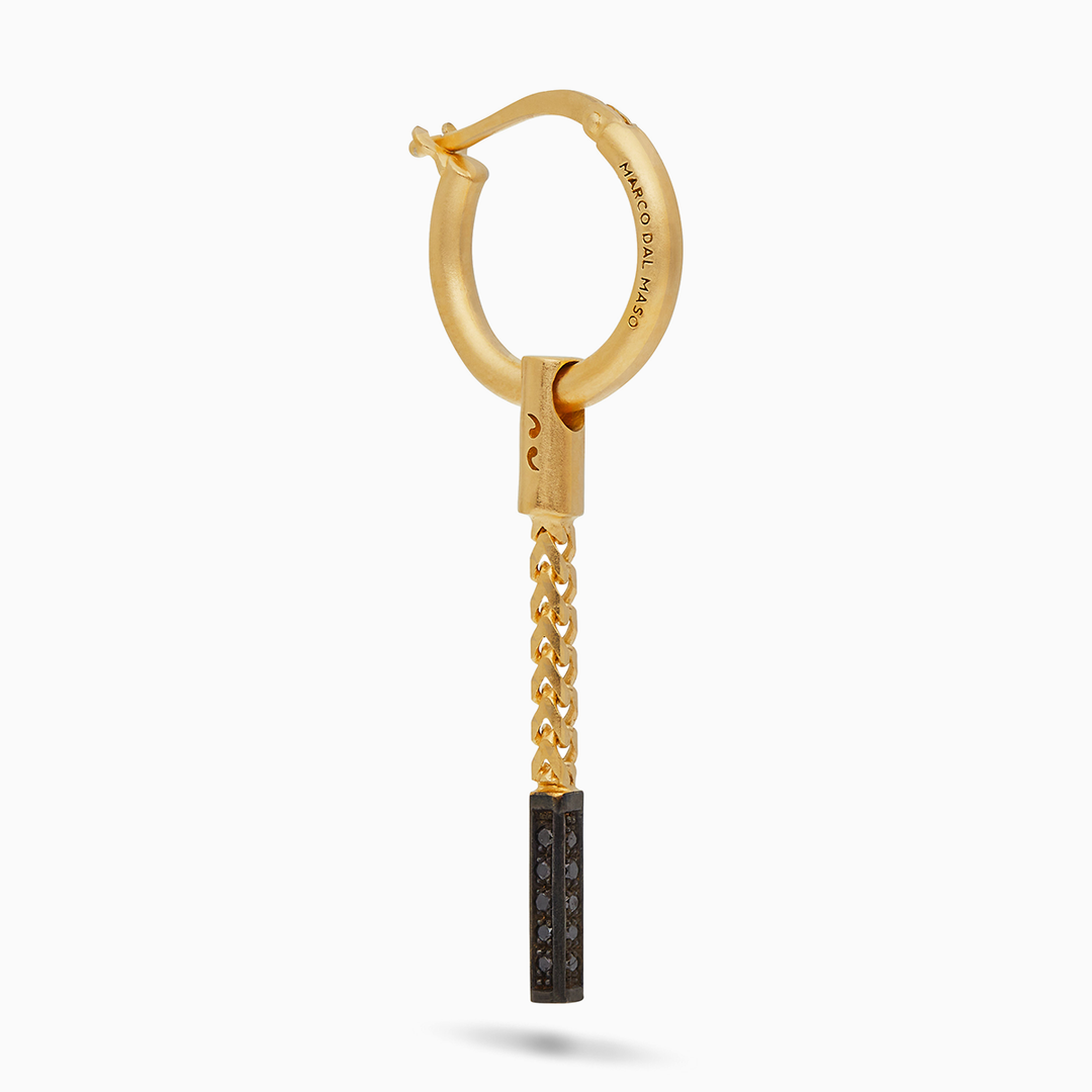 ULYSSES 18K Gold Vermeil Mini Drop Earring with Black Diamonds