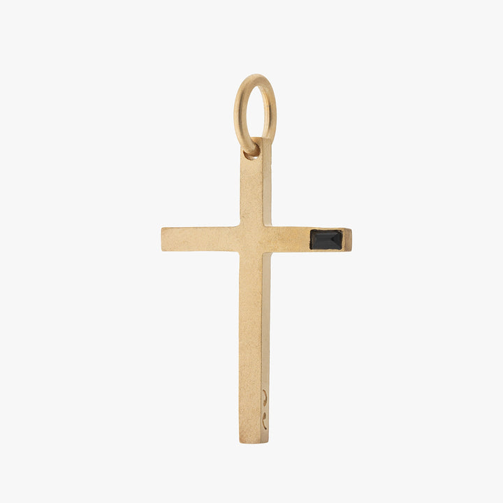 THE CROSS Latin Amulet with Side Gemstone, Yellow Gold Vermeil, Onyx-Standard View